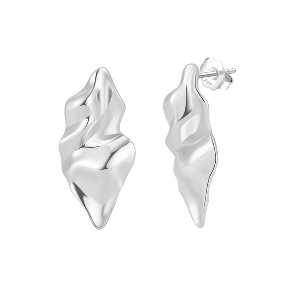 Women's Irregular Wrinkled Metal S925 Sterling Silver Earrings