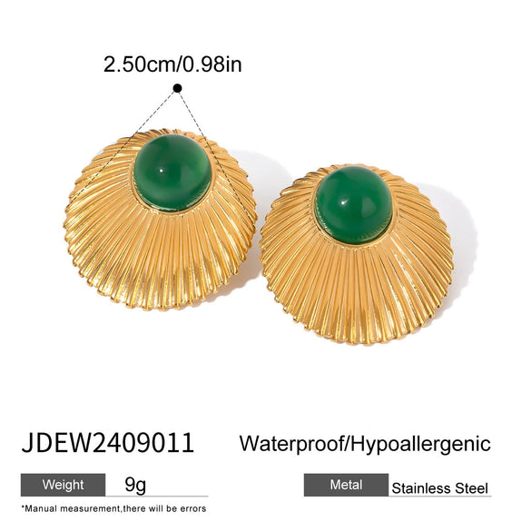 Women's Jewelry Agate Pendant Earrings Natural Stone Electroplated Geometric Design