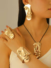 Women's Jewelry Alloy Half Face Exaggerated Style Electroplating Earrings Necklaces And Hand Accessories Set