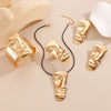 Women's Jewelry Alloy Half Face Exaggerated Style Electroplating Earrings Necklaces And Hand Accessories Set