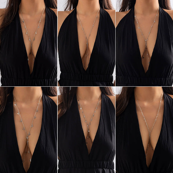 Women's Jewelry Alloy Inlaid Artificial Gemstones And Semiprecious Stones Butterfly Tassel Body Chain With Electroplating