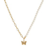 Women's Jewelry Butterfly Pendant Pearl Chain Stitching Necklace With Leaf Pattern