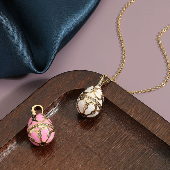 Women's Jewelry Copper Drop Shape Pendant Easter Egg Retro Religious Necklace Electroplating O Word Chain