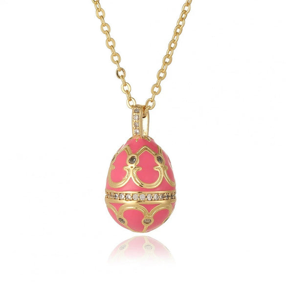 Women's Jewelry Copper Drop Shape Pendant Easter Egg Retro Religious Necklace Electroplating O Word Chain