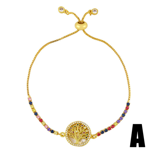 Women's Jewelry Copper Goldplated Artificial Gemstones And Semiprecious Stones Zircon Bracelet