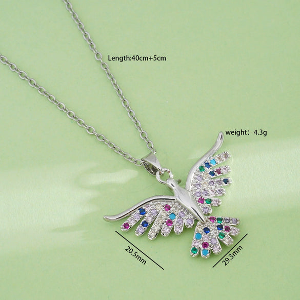Women's Jewelry Copper Pendant Necklace With Angel Wings Animal Zodiac Pattern 18K Gold Plated Light Luxury Style