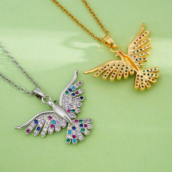 Women's Jewelry Copper Pendant Necklace With Angel Wings Animal Zodiac Pattern 18K Gold Plated Light Luxury Style