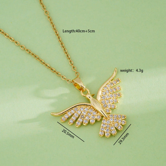 Women's Jewelry Copper Pendant Necklace With Angel Wings Animal Zodiac Pattern 18K Gold Plated Light Luxury Style