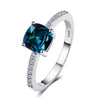 Women's Jewelry Copper Square Ring With Microinlaid Zircon And Sapphire Blue Diamond Natural Geometric Style