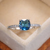 Women's Jewelry Copper Square Ring With Microinlaid Zircon And Sapphire Blue Diamond Natural Geometric Style