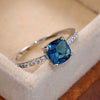 Women's Jewelry Copper Square Ring With Microinlaid Zircon And Sapphire Blue Diamond Natural Geometric Style