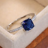 Women's Jewelry Copper Square Ring With Microinlaid Zircon And Sapphire Blue Diamond Natural Geometric Style
