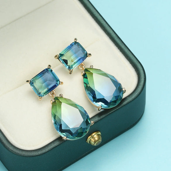 Women's Jewelry Earrings Pendant Set Copper Artificial Crystal Love Water Drop Bell Fashion Electroplating