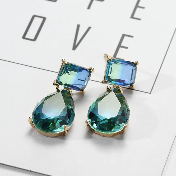 Women's Jewelry Earrings Pendant Set Copper Artificial Crystal Love Water Drop Bell Fashion Electroplating