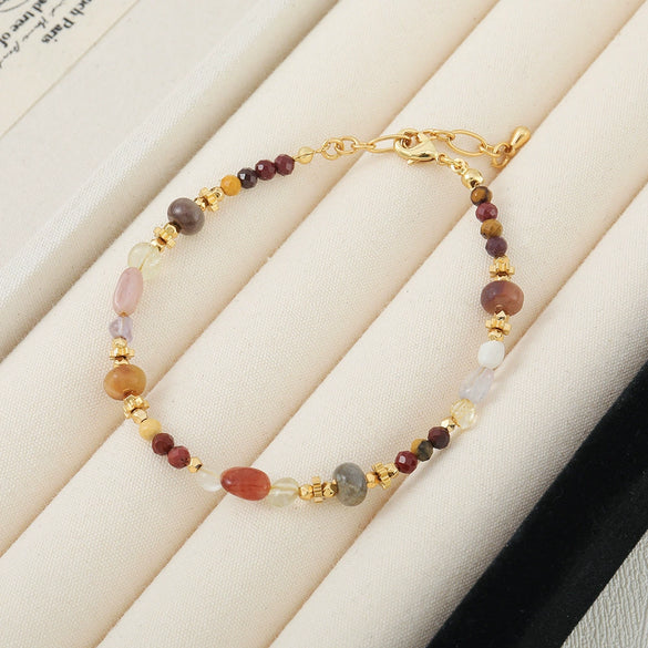 Women's Jewelry Egg Yolk Copper Geometric Handmade Necklace Bracelet Light Luxury Niche Woolen Chain