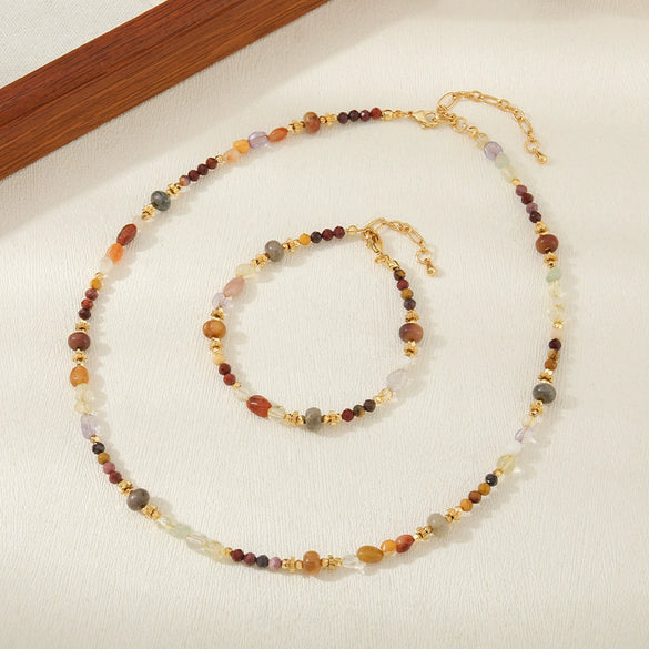 Women's Jewelry Egg Yolk Copper Geometric Handmade Necklace Bracelet Light Luxury Niche Woolen Chain