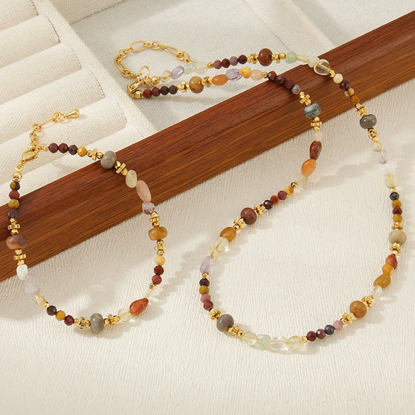 Women's Jewelry Egg Yolk Copper Geometric Handmade Necklace Bracelet Light Luxury Niche Woolen Chain