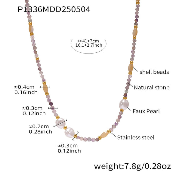 Women's Jewelry Ferris Wheel Clavicle Chain With Natural Stone Spacer Beads And Freshwater Pearl Stainless Steel And Titanium Steel Geometric Electroplated