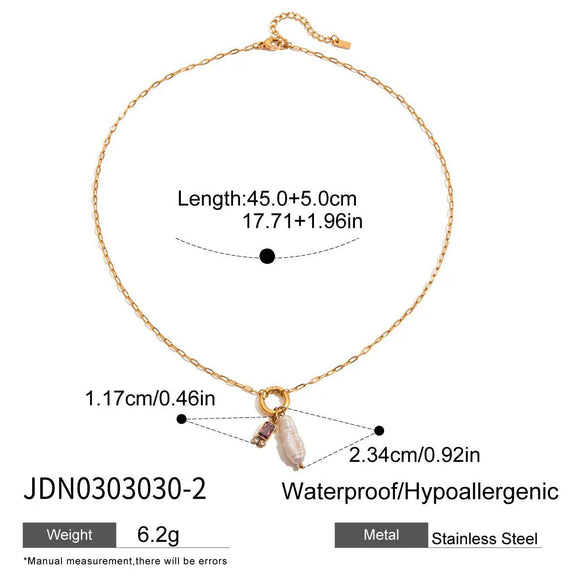 Women's Jewelry Freshwater Pearl Titanium Steel Geometric Retro Necklace With Electroplating