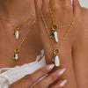 Women's Jewelry Freshwater Pearl Titanium Steel Geometric Retro Necklace With Electroplating