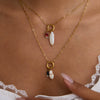 Women's Jewelry Freshwater Pearl Titanium Steel Geometric Retro Necklace With Electroplating