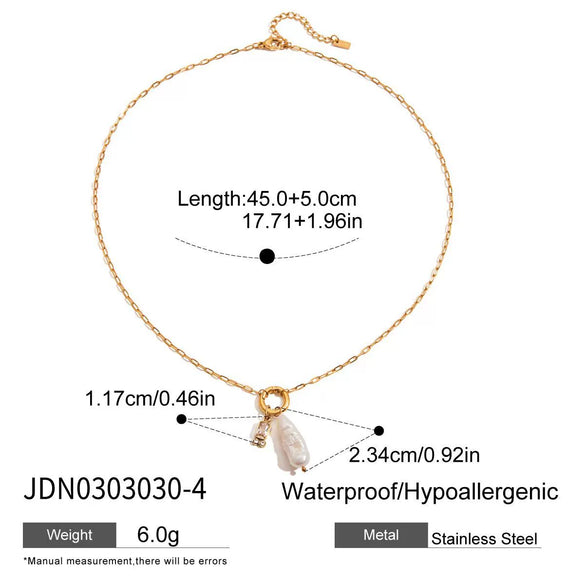 Women's Jewelry Freshwater Pearl Titanium Steel Geometric Retro Necklace With Electroplating