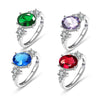 Women's Jewelry Geometric Sapphire Ring Inlaid With Colorful Ruby Emerald Copper Electroplating