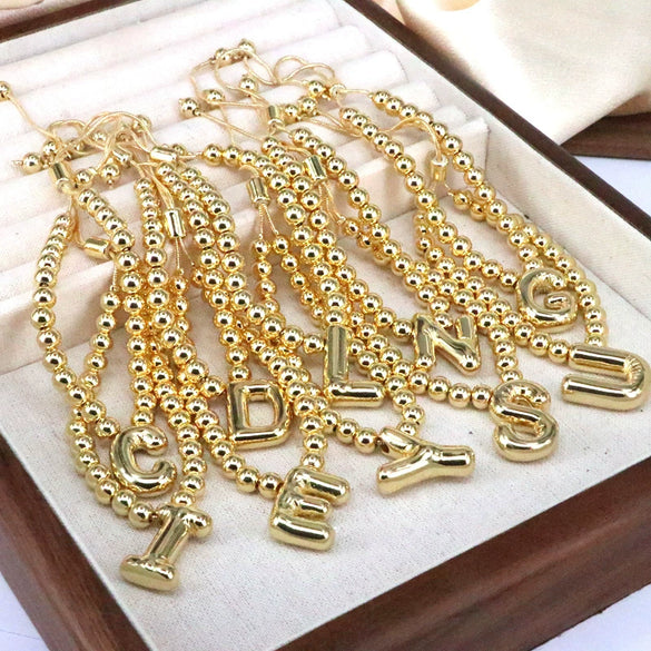 Women's Jewelry Gold Plated Balloon Az Letters Bracelet With Geometric Design And Electroplating Process
