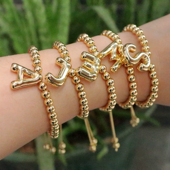 Women's Jewelry Gold Plated Balloon Az Letters Bracelet With Geometric Design And Electroplating Process