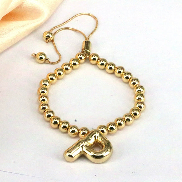Women's Jewelry Gold Plated Balloon Az Letters Bracelet With Geometric Design And Electroplating Process