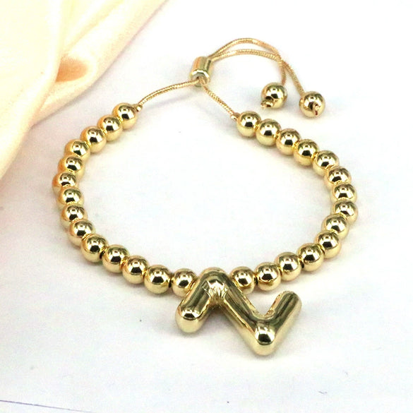 Women's Jewelry Gold Plated Balloon Az Letters Bracelet With Geometric Design And Electroplating Process