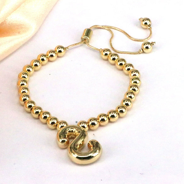 Women's Jewelry Gold Plated Balloon Az Letters Bracelet With Geometric Design And Electroplating Process