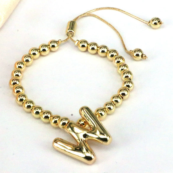 Women's Jewelry Gold Plated Balloon Az Letters Bracelet With Geometric Design And Electroplating Process