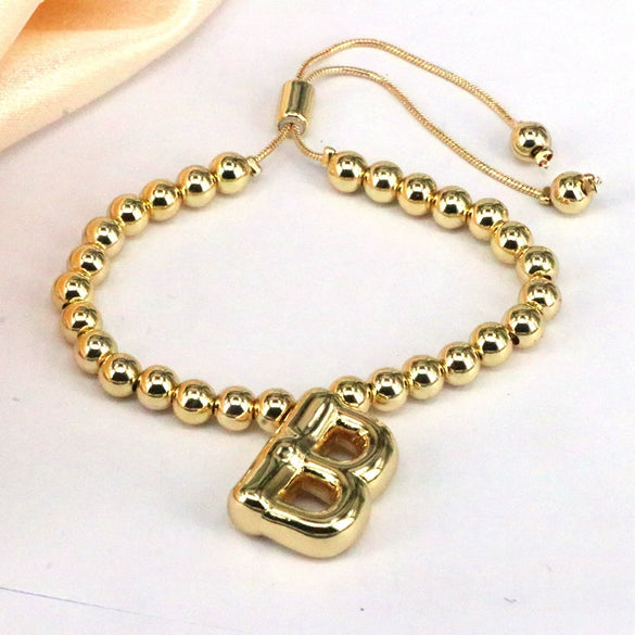 Women's Jewelry Gold Plated Balloon Az Letters Bracelet With Geometric Design And Electroplating Process