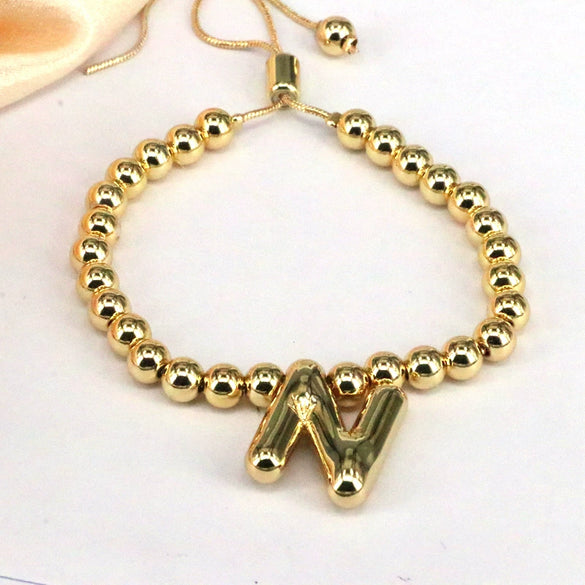 Women's Jewelry Gold Plated Balloon Az Letters Bracelet With Geometric Design And Electroplating Process