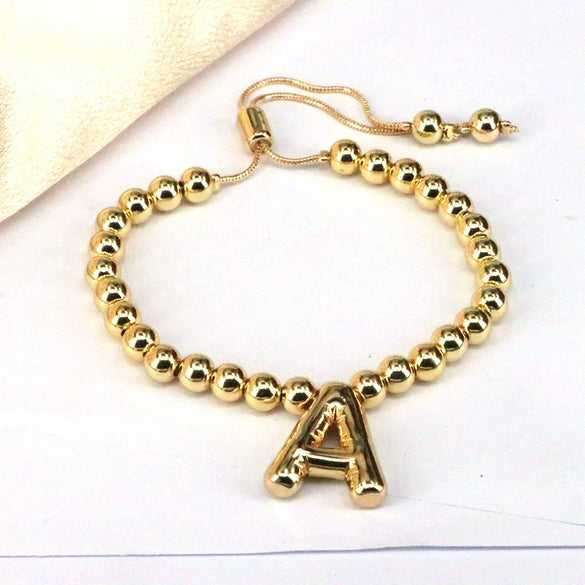 Women's Jewelry Gold Plated Balloon Az Letters Bracelet With Geometric Design And Electroplating Process