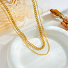 Women's Jewelry Necklace Titanium Steel Gold Plated Double Layer Stacked Chain Punk Hip Hop Style