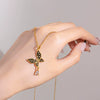 Women's Jewelry Pearl Oil Drop Butterfly Pendant Necklace Titanium Steel Copper Ochain With Diamond Animals Zodiac Design