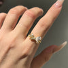 Women's Jewelry S925 Sterling Silver Closed Ring With Water Drop Zircon Inlaid Bow Shape Design Electroplated