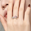 Women's Jewelry S925 Sterling Silver Closed Ring With Water Drop Zircon Inlaid Bow Shape Design Electroplated