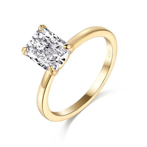 Women's Jewelry S925 Sterling Silver Geometric Ring Electroplated 8A Ice Flower Cut