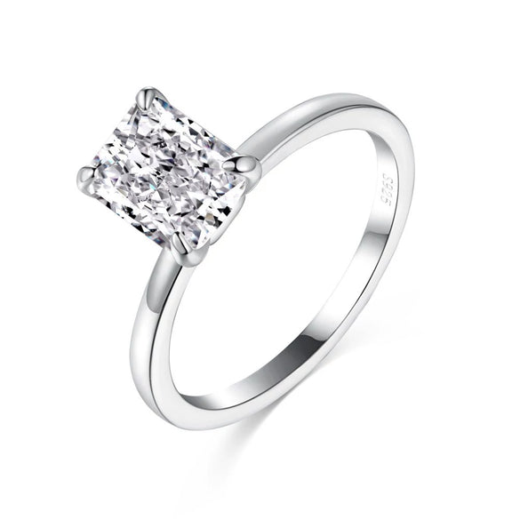 Women's Jewelry S925 Sterling Silver Geometric Ring Electroplated 8A Ice Flower Cut