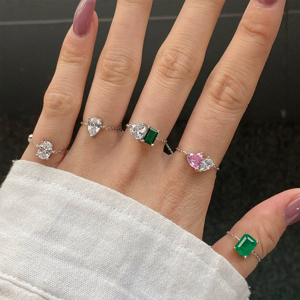 Women's Jewelry S925 Sterling Silver Prism Geometric Electroplated Fashion Allmatch Earrings Ring