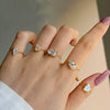 Women's Jewelry S925 Sterling Silver Prism Geometric Electroplated Fashion Allmatch Earrings Ring