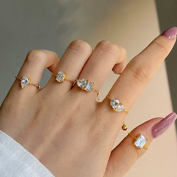 Women's Jewelry S925 Sterling Silver Prism Geometric Electroplated Fashion Allmatch Earrings Ring