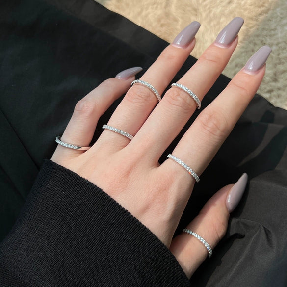 Women's Jewelry S925 Sterling Silver Ring Geometric Design Diamond Zircon Inlay Electroplating