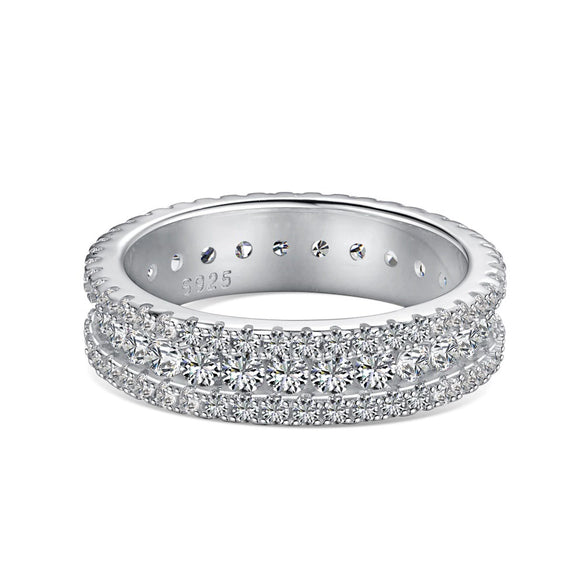 Women's Jewelry S925 Sterling Silver Ring Geometric Design Electroplated With Zircon