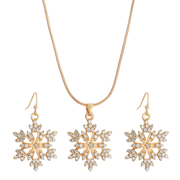 Women's Jewelry Set Alloy Copper Electroplated Snowflake Necklace And Earrings Fashion Style