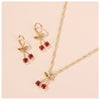Women's Jewelry Set Alloy Fruit Pattern Necklace And Earrings With Diamond Design And Water Wave Chain