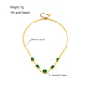Women's Jewelry Set Emerald Square Sugar Titanium Steel Necklace And Bracelet With Mixed Gem Inlay And Electroplating